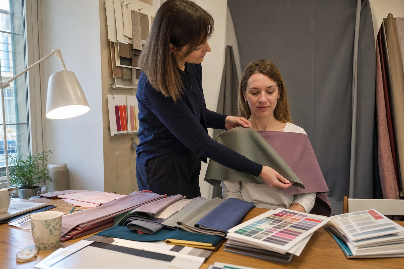 Professional seasonal color analysis in a working color studio